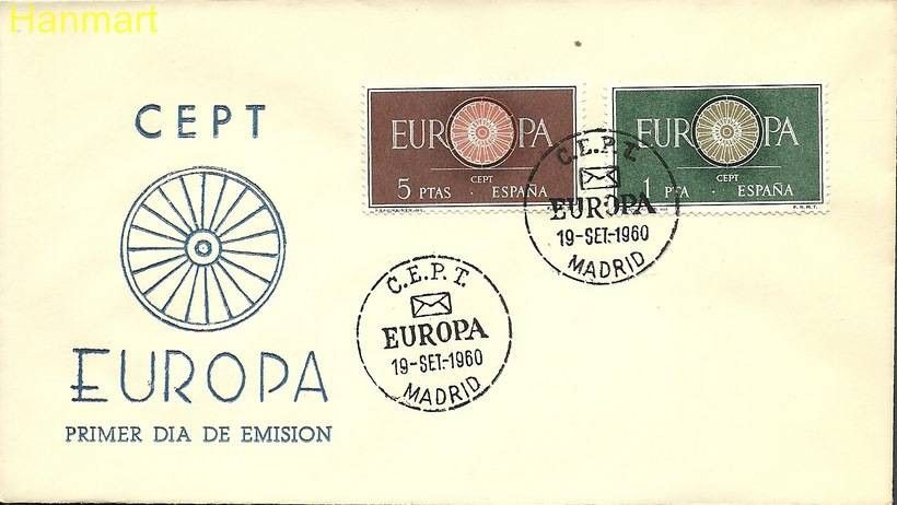 Znaczek Hiszpania 1960 Mi 1189-1190 FDC