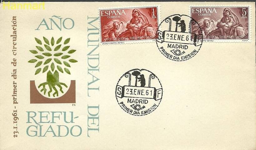 Znaczek Hiszpania 1961 Mi 1221-1222c FDC