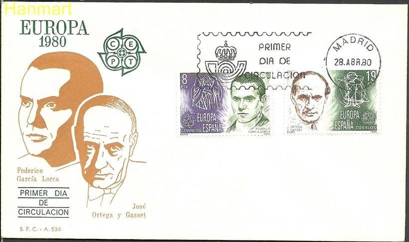 Znaczek Hiszpania 1980 Mi 2460-2461 FDC