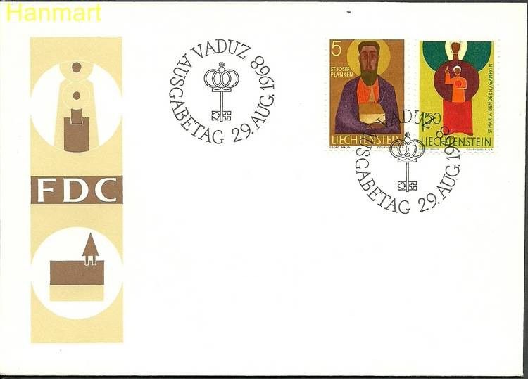 Znaczek Liechtenstein 1968 Mi 500-501 FDC