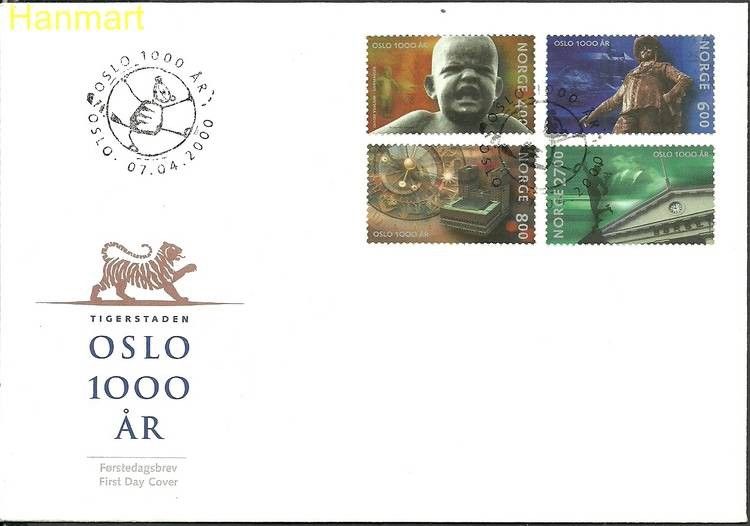 Znaczek Norwegia 2000 Mi 1342-1345 FDC