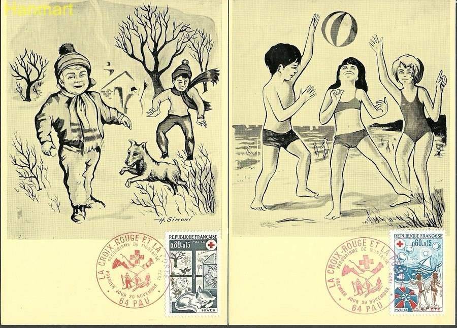 Znaczek Francja 1974 Mi 1898-1899b Karta Max