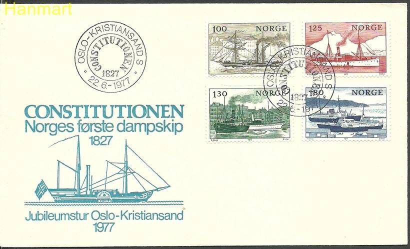 Znaczek Norwegia 1977 Mi 747-750 FDC