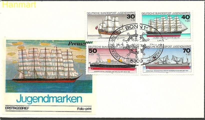 Znaczek Niemcy 1977 Mi 929-932b FDC