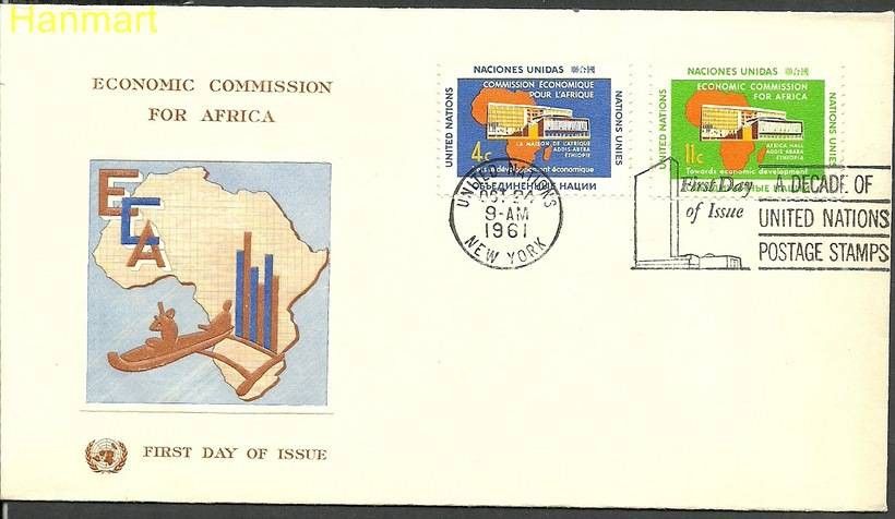 Znaczek Narody Zjednoczone Nowy Jork 1961 Mi 109-110 FDC