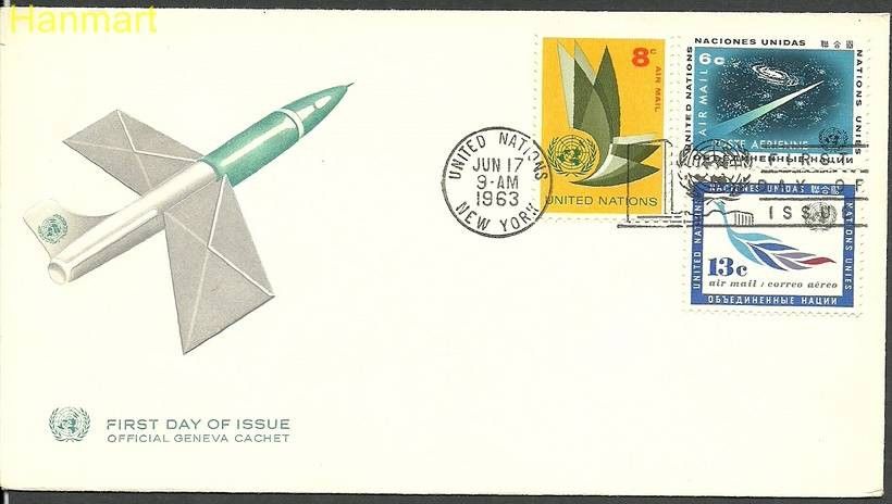Znaczek Narody Zjednoczone Nowy Jork 1963 Mi 128-130 FDC