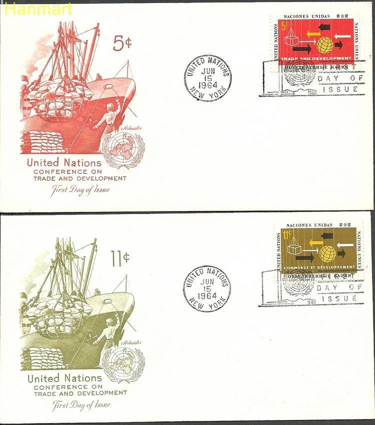 Znaczek Narody Zjednoczone Nowy Jork 1964 Mi 140-141 FDC
