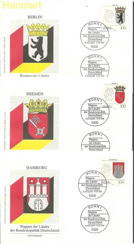 Znaczek Niemcy 1992 Mi 1586-1591 FDC