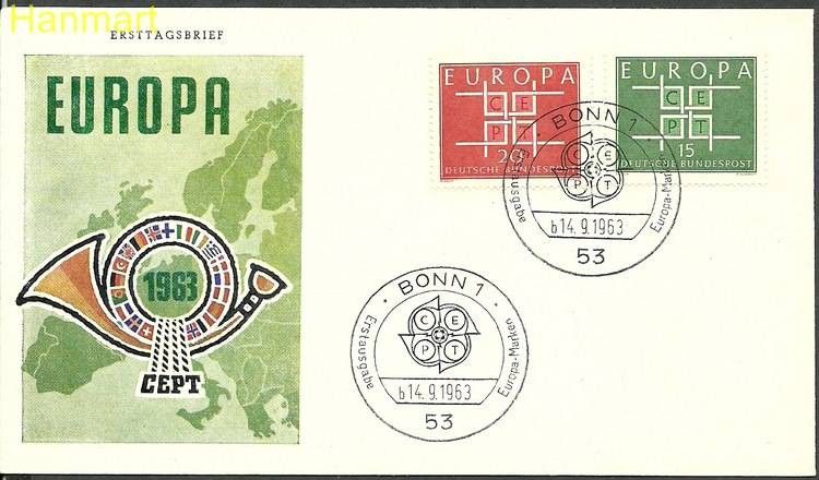 Znaczek Niemcy 1963 Mi 406-407b FDC