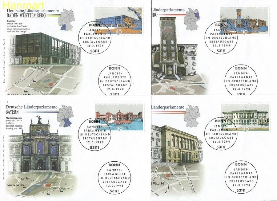 Znaczek Niemcy 1998 Mi 1974-1977 FDC