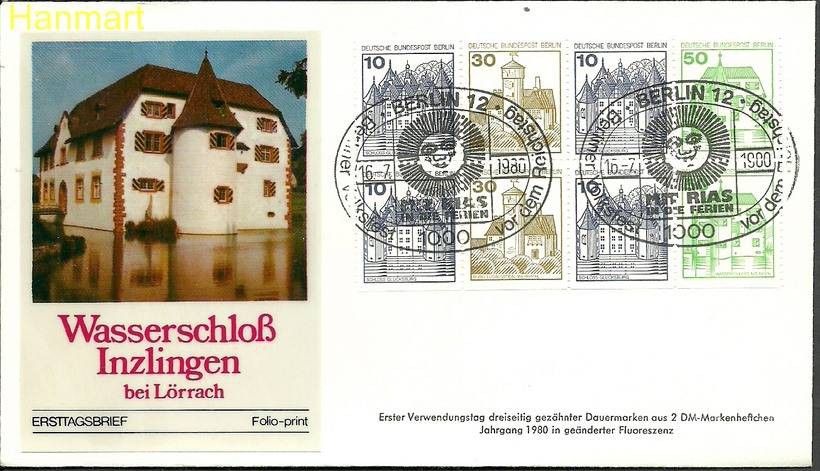 Znaczek Berlin Niemcy 1980 Mi h-blatt19b FDC