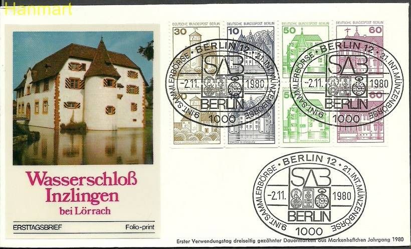 Znaczek Berlin Niemcy 1980 Mi h-blatt20a FDC