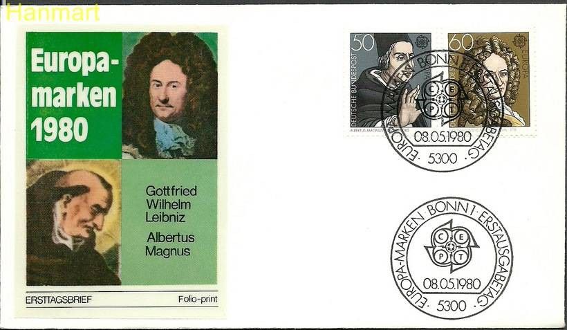 Znaczek Niemcy 1980 Mi 1049-1050a FDC