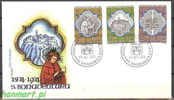 Znaczek Watykan 1974 Mi 643-645 FDC