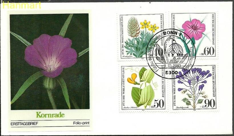 Znaczek Niemcy 1980 Mi 1059-1062b FDC
