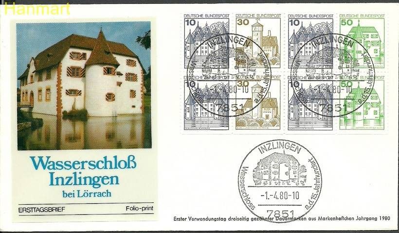 Znaczek Niemcy 1980 Mi h-blatt27 FDC