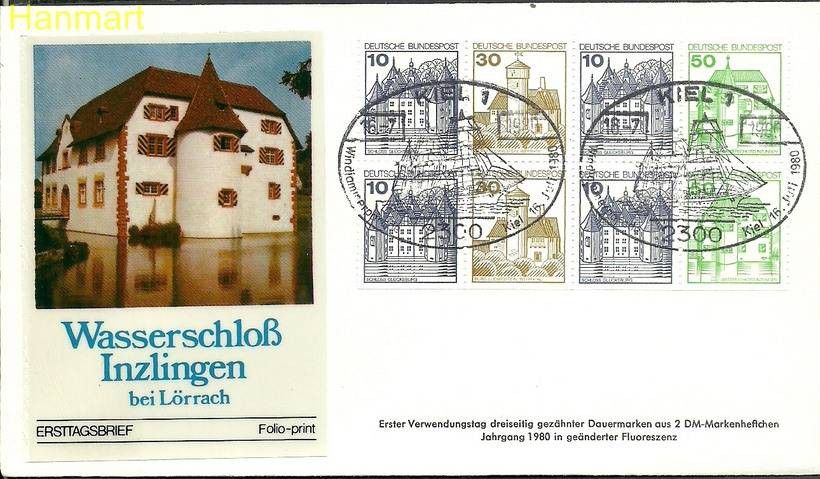 Znaczek Niemcy 1980 Mi h-blatt27 FDC