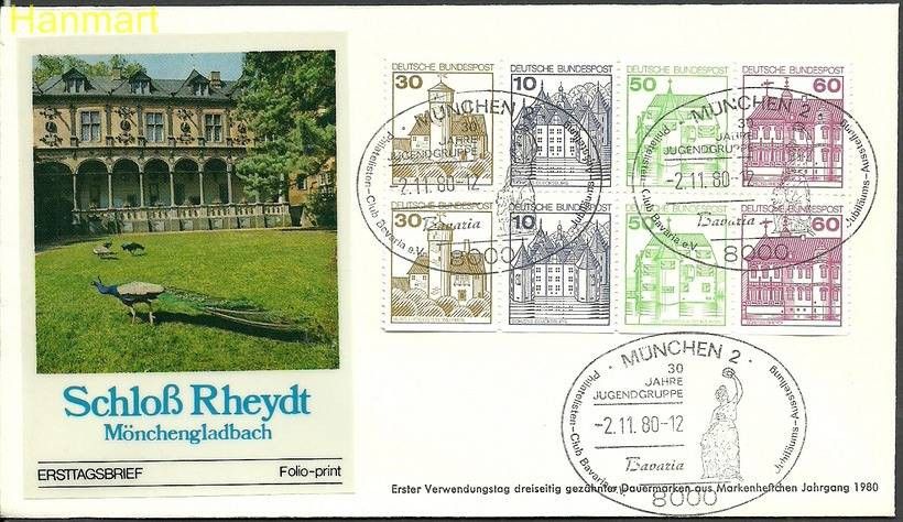 Znaczek Niemcy 1980 Mi h-blatt28 FDC