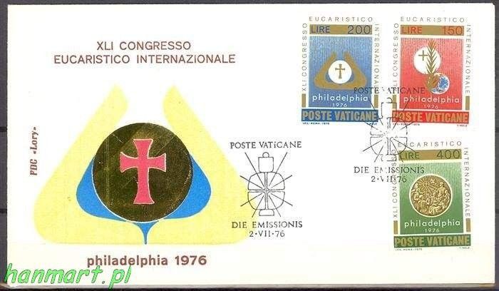 Znaczek Watykan 1976 Mi 680-682 FDC