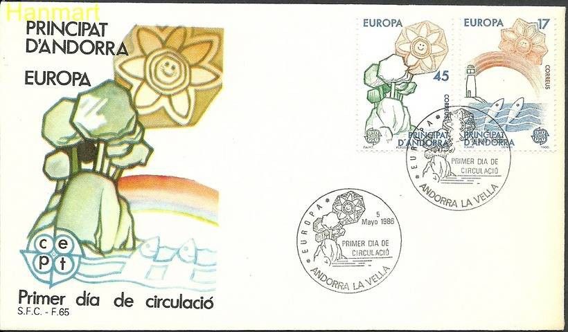 Znaczek Andora Hiszpańska 1986 Mi 188-189 FDC