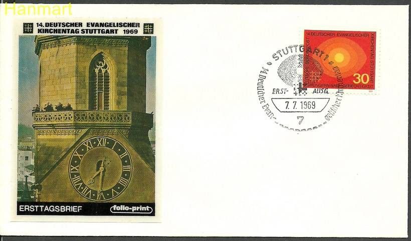 Znaczek Niemcy 1969 Mi 595 FDC