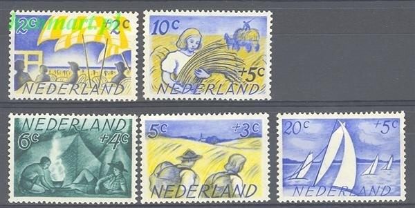 Znaczek Holandia 1949 Mi 516-520 Z podlepką *