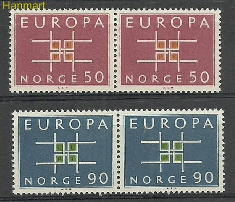 Znaczek Norwegia 1963 Mi 498-499 Czyste **