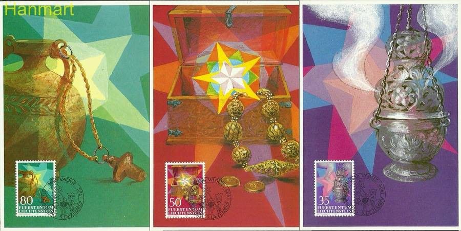 Znaczek Liechtenstein 1985 Mi 884-886 Karta Max