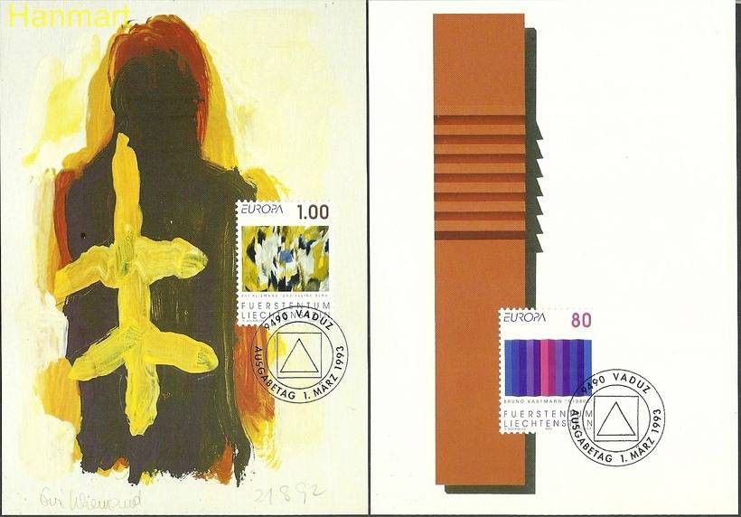 Znaczek Liechtenstein 1993 Mi 1054-1055 Karta Max