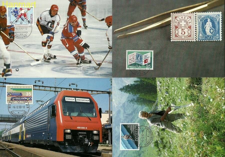 Znaczek Szwajcaria 1990 Mi 1409-1412 Karta Max