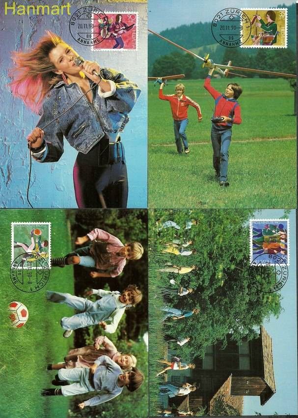Znaczek Szwajcaria 1990 Mi 1431-1434 Karta Max