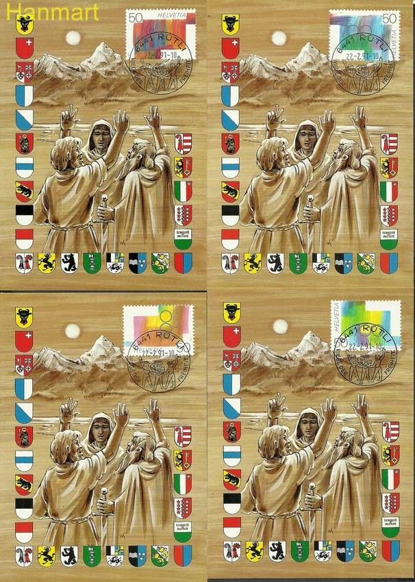 Znaczek Szwajcaria 1991 Mi 1438-1441 Karta Max