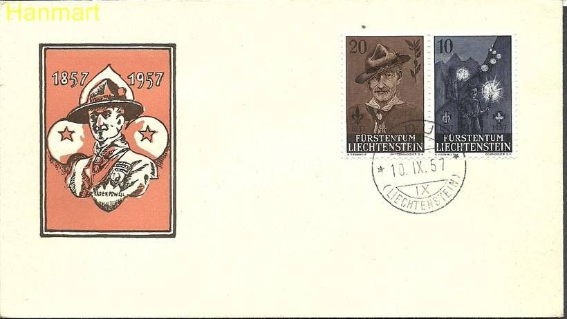 Znaczek Liechtenstein 1957 Mi 360-361 FDC