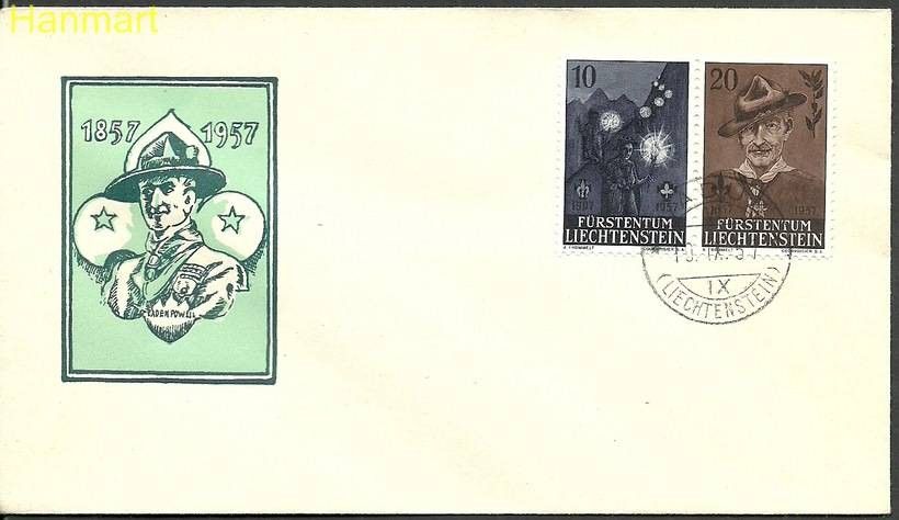 Znaczek Liechtenstein 1957 Mi 360-361 FDC