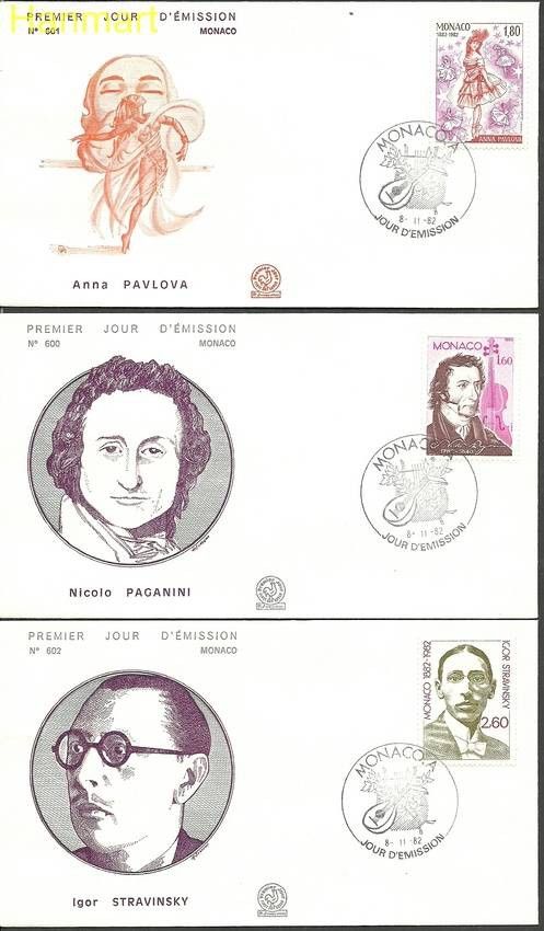 Znaczek Monako 1982 Mi 1553-1555 FDC