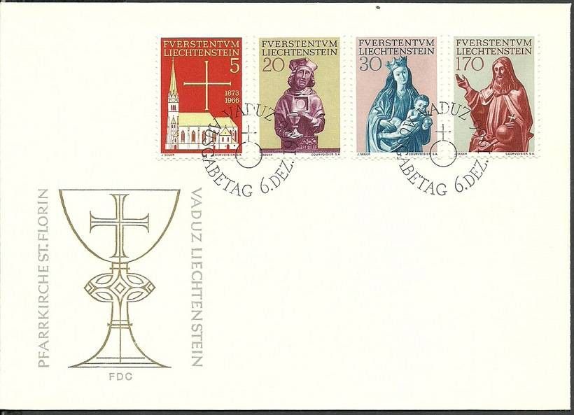 Znaczek Liechtenstein 1966 Mi 470-473 FDC