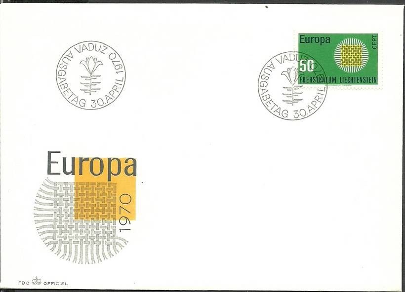Znaczek Liechtenstein 1970 Mi 525 FDC