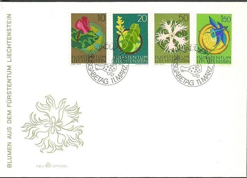 Znaczek Liechtenstein 1971 Mi 539-542 FDC
