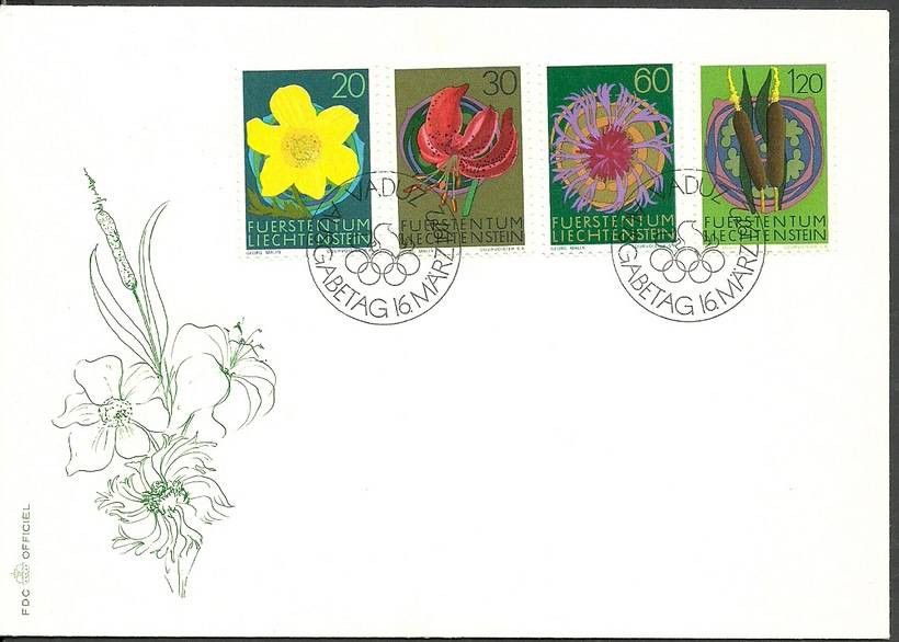 Znaczek Liechtenstein 1972 Mi 560-563 FDC