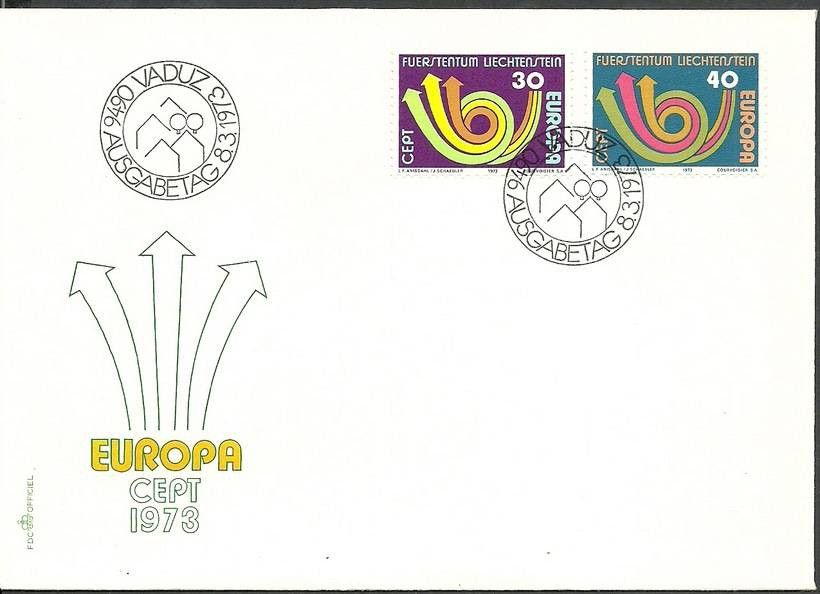 Znaczek Liechtenstein 1973 Mi 579-580 FDC