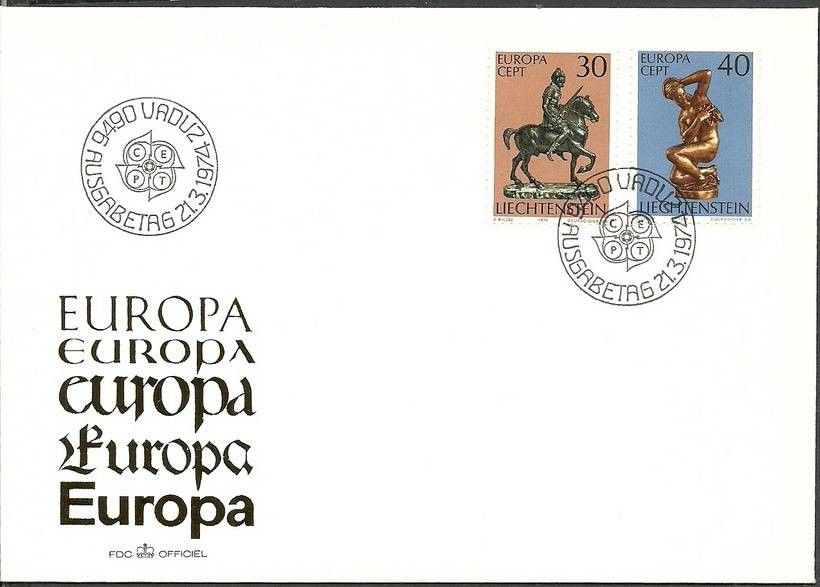 Znaczek Liechtenstein 1974 Mi 600-601 FDC