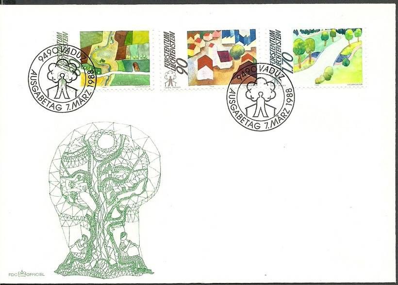 Znaczek Liechtenstein 1988 Mi 939-941 FDC