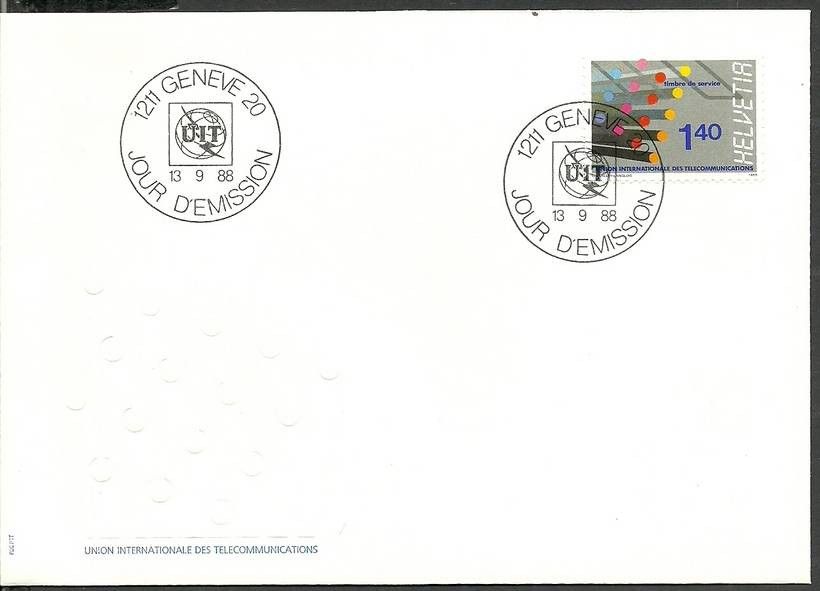 Znaczek Szwajcaria 1988 Mi itu 14 FDC