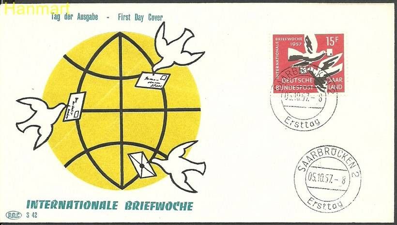 Znaczek Saara 1957 Mi 408 FDC