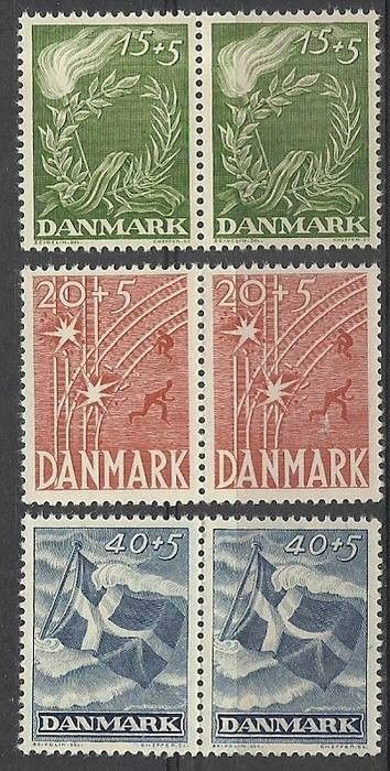 Znaczek Dania 1947 Mi 295-297 Czyste **