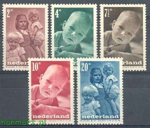 Znaczek Holandia 1947 Mi 495-499 Czyste **