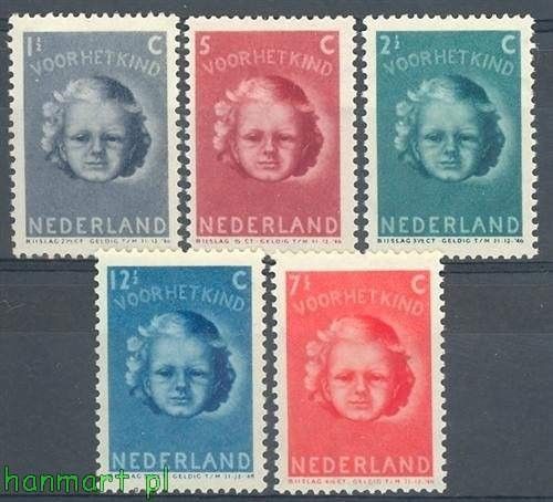 Znaczek Holandia 1945 Mi 444-448 Czyste **