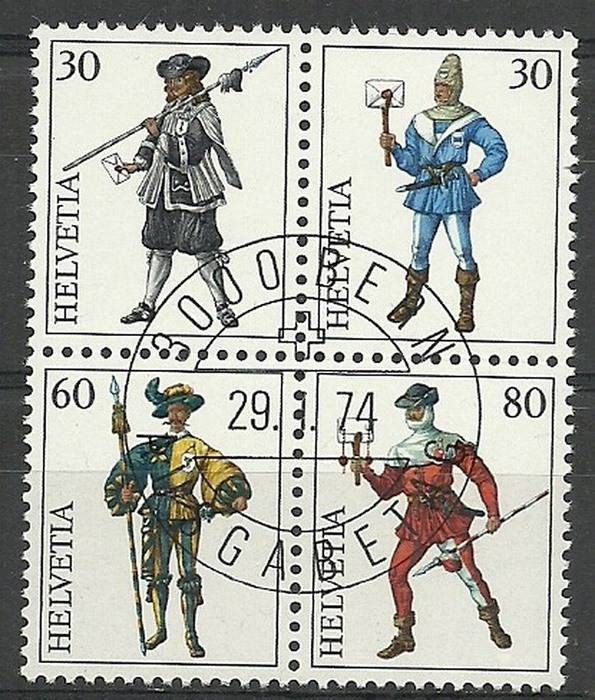 Znaczek Szwajcaria 1974 Mi 1020-1023 Stemplowane