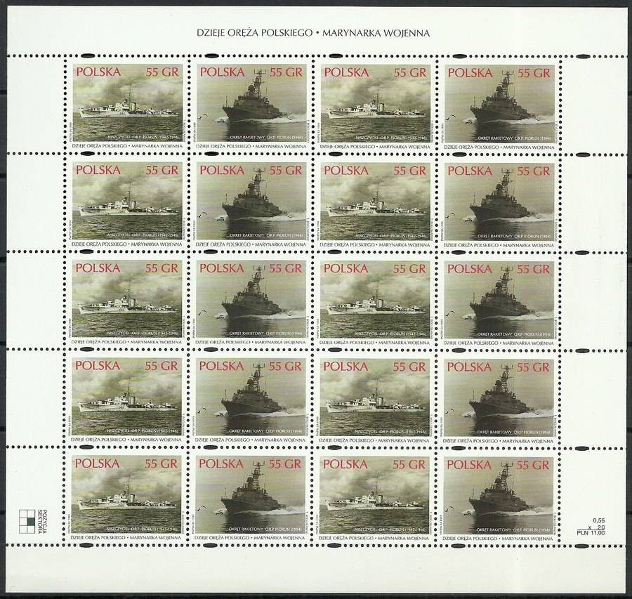 Znaczek Polska 1999 Mi ark 3742-3743 Fi ark 3594-3595 Czyste **
