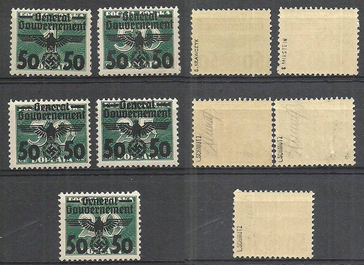 Znaczek Generalna Gubernia / GG 1940 Mi 35-39 Fi 35-39 Czyste **